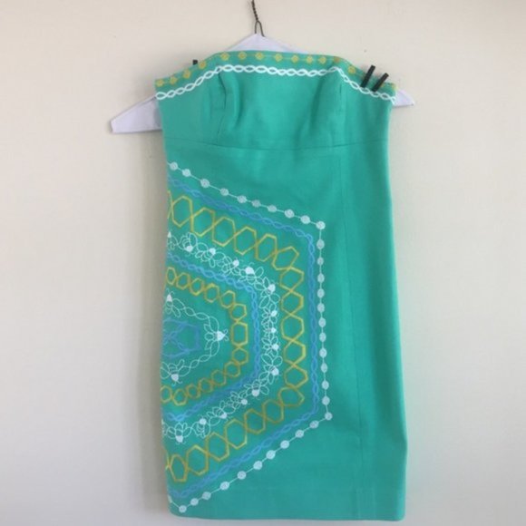 ~SOLD ~LILLY PULITZER Green Strapless Bowen Dress - Picture 5 of 8